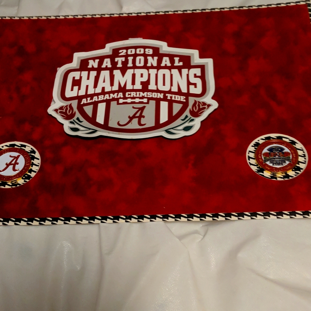Alabama CRIMSON TIDE PERFECT SEASON 2009 2 COINS AND PIC ON FELT